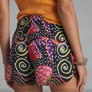 Farm Rio Colorful Patterned Belted Shorts NWOT